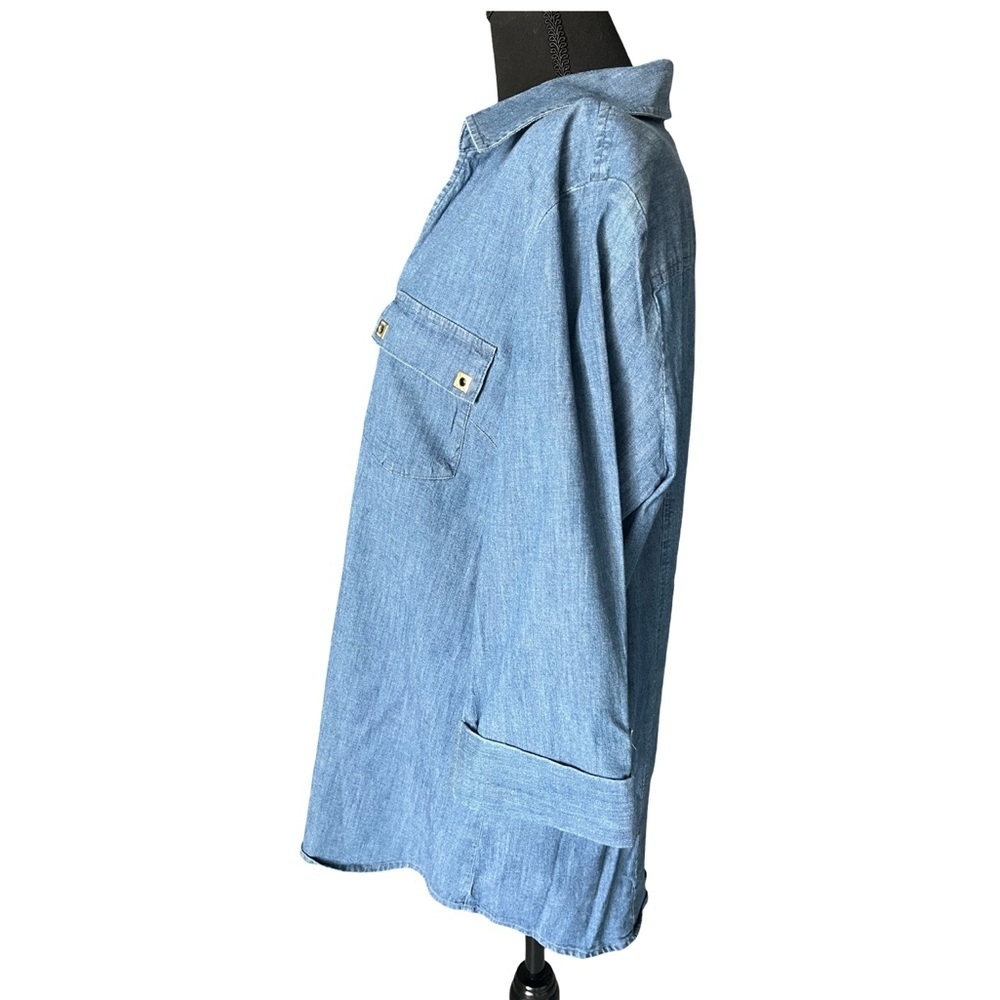 Anne Klein Blue Denim Blouse - Picture 2 of 4